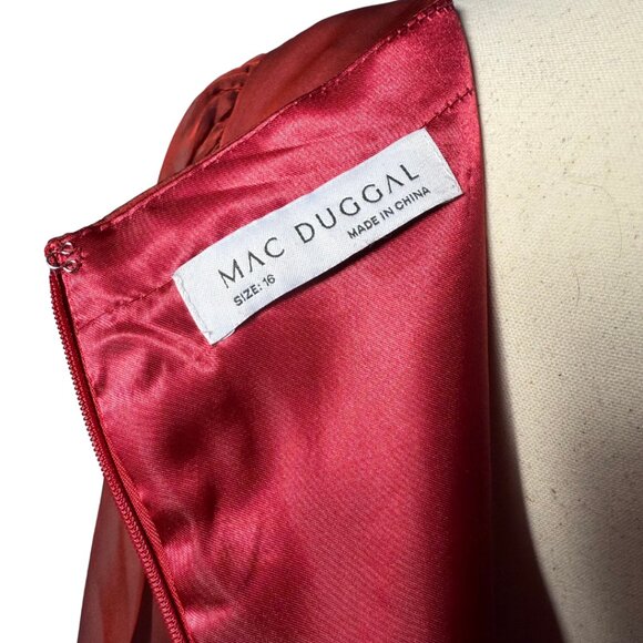 NWT Sheer Blouson Sleeve Surplice Gown in Garnet Sz 16 Red - Picture 10 of 16